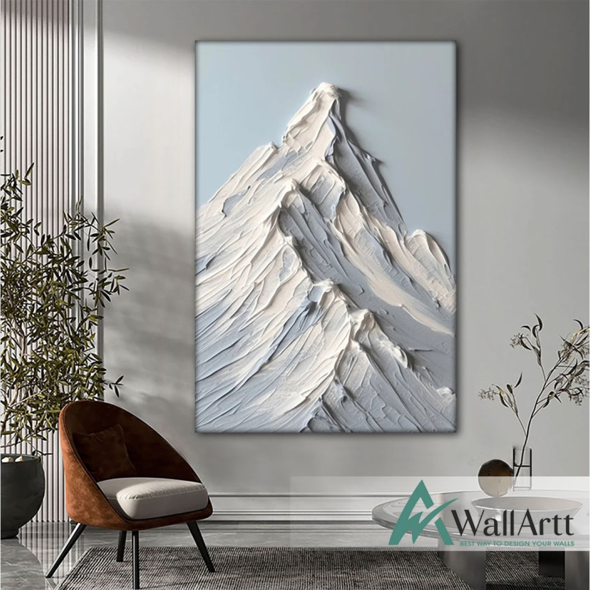 Snowy Mountains 3d Heavy Textured Partial Oil Painting